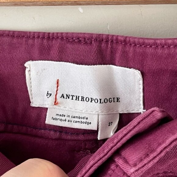 Anthropologie wine color criscross button chino high rise pants new NWT 27 - Picture 7 of 12